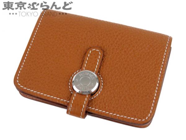 101144562 エルメス ドゴン カードケース 名刺入れ 茶 □にL刻印