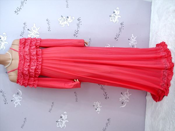 CN3-357◎新品!超甘*4段フリル♪PINK超ロングランジェリ-XXL/AG1