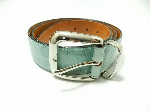 アリゲーター ベルト 95/110 水色 メンズ [399283]