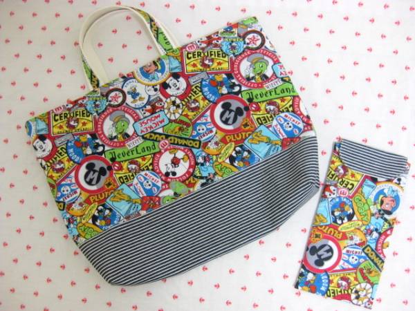 ミッキー*レッスンバッグとセット*シーツリメイク*ハンドメイド