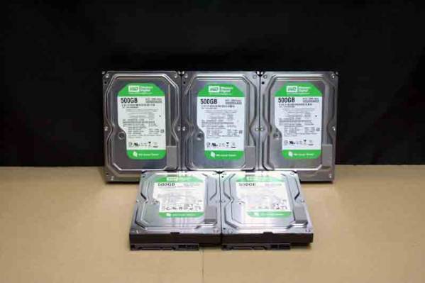 3.5SerialATA HDD 5台セット 500GB WesternDigital WD5000AADS 3