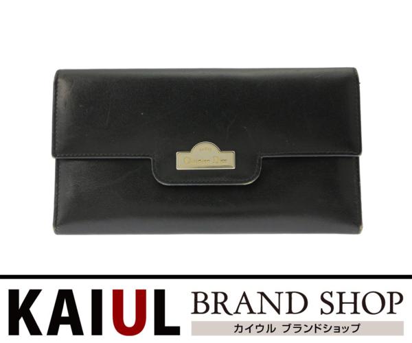 クリスチャン・ディオール 長財布 三つ折り長財布 ブラック 黒色