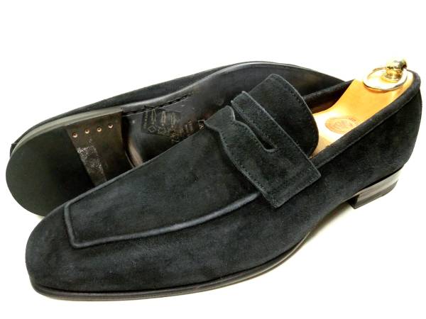 大塚製靴◆伊勢丹メンズ コインローファー 42 26cm 黒 スエード