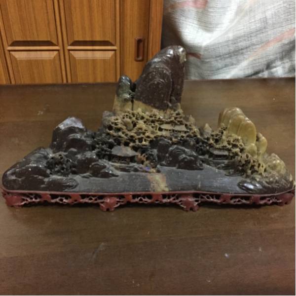 中国美術 細密彫刻 石製 楼閣山水 置物 珍品 ? 重さ約4.8kg 象牙 中国美術 細密彫刻 石製 楼閣山水 置物 珍品 ? 重さ約4.8kg 象牙