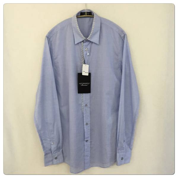 ヴィクター&ロルフ VIKTOR&ROLF レジメラインシャツ44青 DL0156
