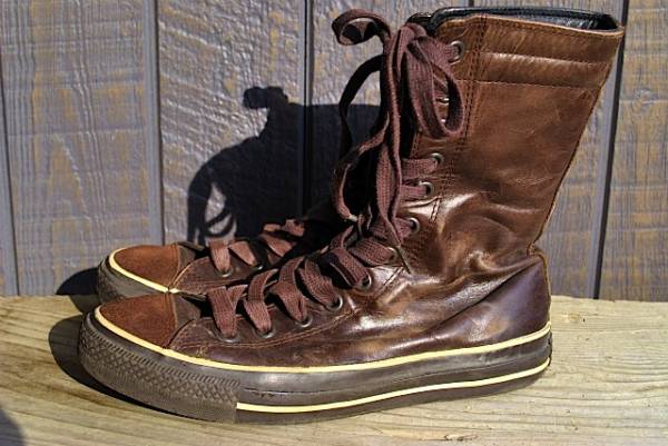 r2098☆USEDコンバースハイカットスニーカー/レザー/ブラウン/7