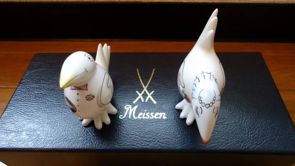 美品 マイセン コミックバード 鳥 置物 陶器 2点 ウエディング