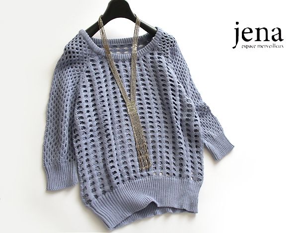 ガランテjena★透かし編みエアリースプリングニット/BL★