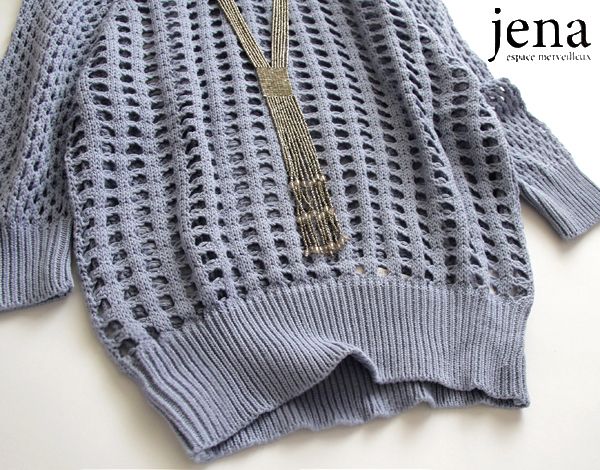 ガランテjena★透かし編みエアリースプリングニット/BL★