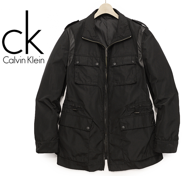 美品 カルバンクライン 羊革使用 M-65 ミリタリージャケット/黒