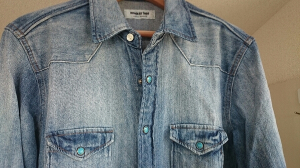 UNITED ARROWS デニムシャツ L モンキータイム ターコイズ 