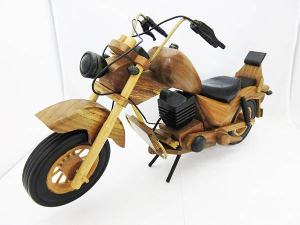 ●木製 バイク★オブジェ★置物★木製 オートバイ★飾り物★中古