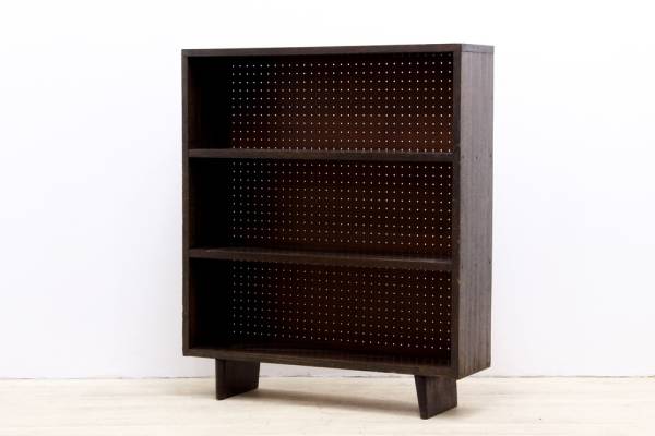 レトロ ラワン無垢材 脚付き 本棚 シェルフ ラック 飾り棚 昭和