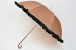新品 ランバン LANVIN 雨傘 長傘 フリル　ブラウン　茶色
