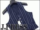 新品15年2.5万ジェイプレス 高級ストライプニットベストM紺7503