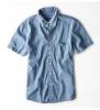 〓アメリカンイーグル/XL/AEO Chambray 半袖ボタンダウン/Blue