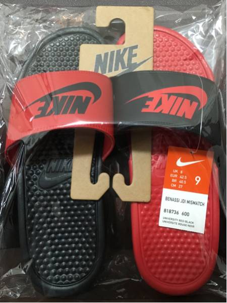 新品 NIKE BENASSI JDI MISMATCH 27cm 黒赤 ミスマッチ ベナッシ