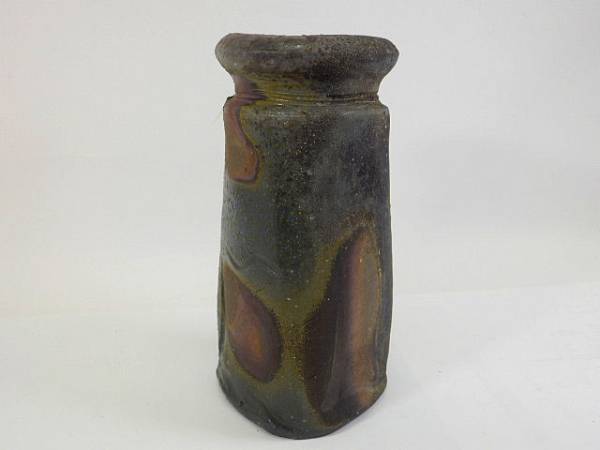 人間国宝 伊勢崎淳造 備前焼 花生 花入 陶歴共布共箱付き/美品33
