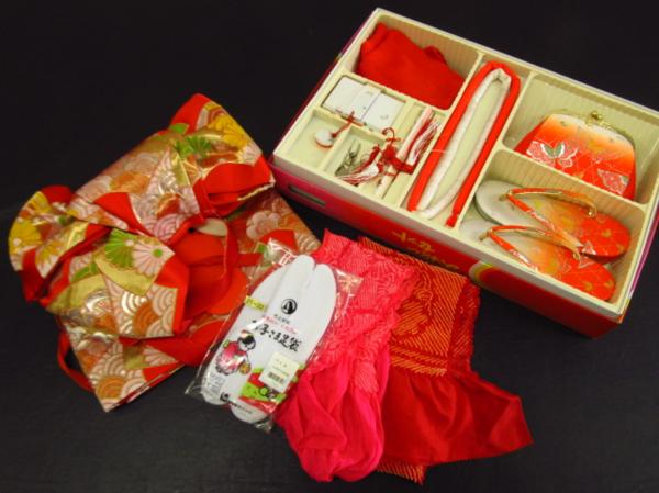 着物10 七五三７歳子供用 結び帯・筥迫セット 和装小物 ☆