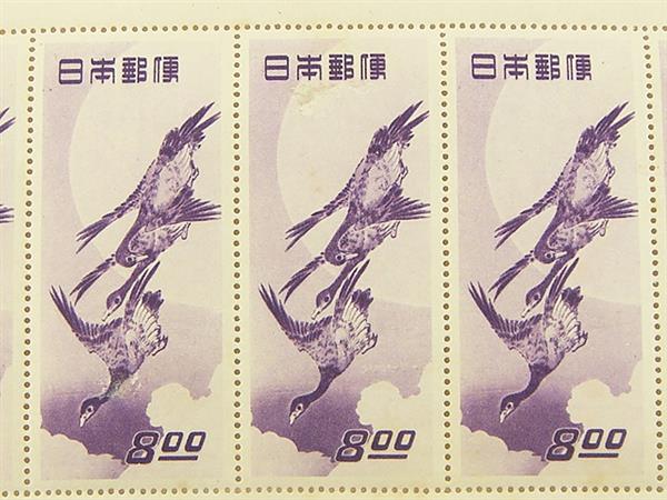 日本切手 1949年 昭和24年 月に雁 5面シート 未使用 銭単位切手 【公式