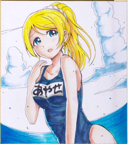 ラブライブ！絢瀬絵里 オリジナル手描きイラスト 同人 色紙(手描き