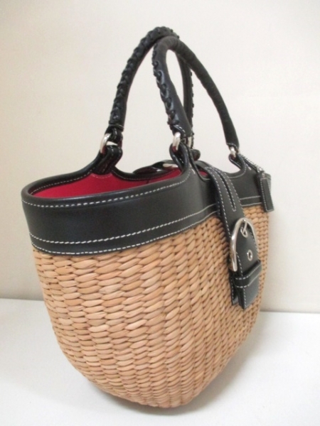 コーチ トートバッグ 6271 ベージュ×黒 かごバッグ COACH