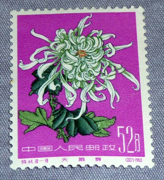 中国切手 特44(18) 菊(キク)【消印無】