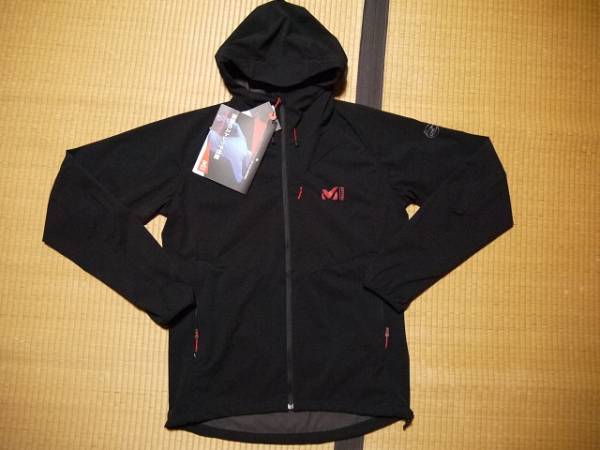 ミレーMILLETアウトドア登山ウェアストレッチジャケット黒×赤Ｌ