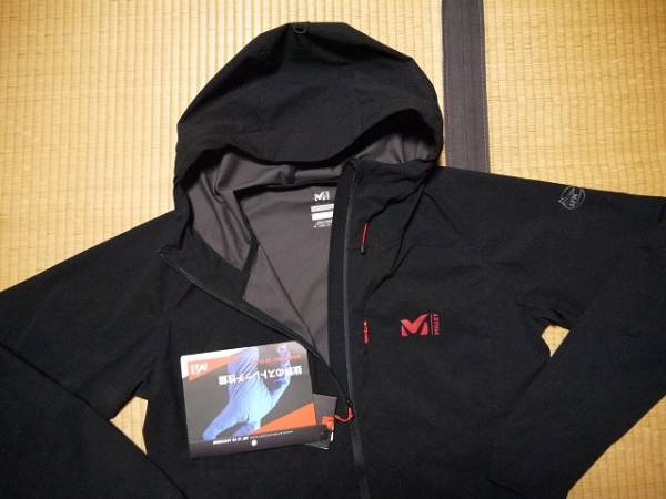 ミレーMILLETアウトドア登山ウェアストレッチジャケット黒×赤Ｌ