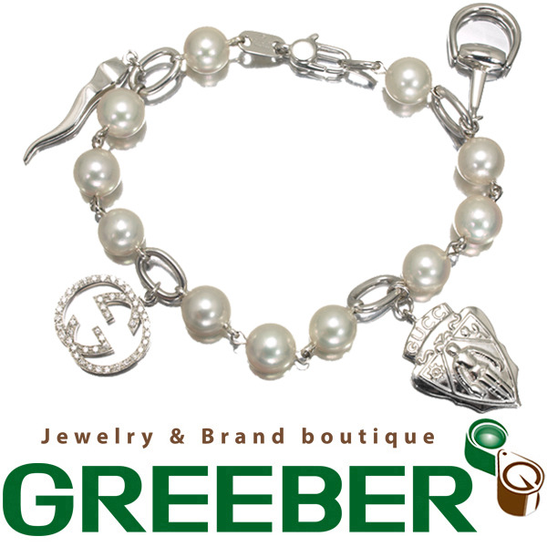 【俺の物屋】グッチ ダイヤモンド パール ブレスレット K18WG