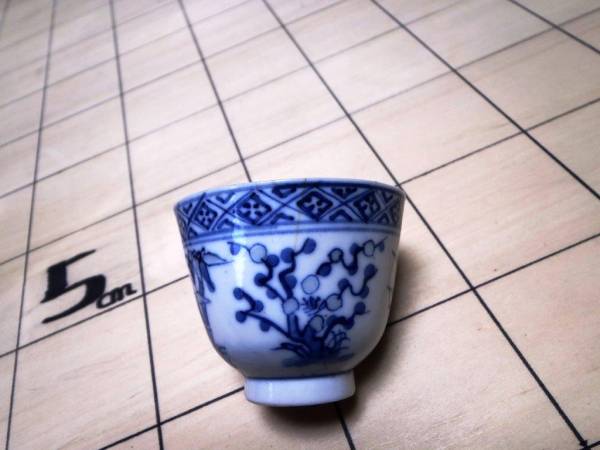 吽）唐物時代青花蛍手官窯3客/煎茶道茶器清朝景徳鎮中国 陶芸 中国
