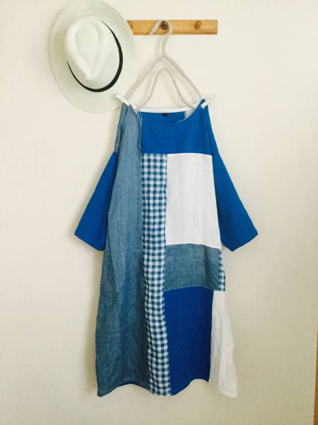 ハンドメイド☆綿麻、ダブルガーゼパッチop