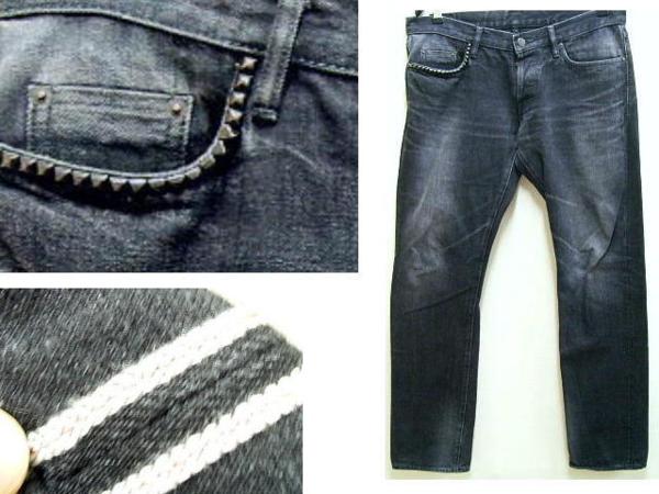 即決 [W34]HYSTERIC GLAMOUR★スタッズデニム★ブラック★赤耳