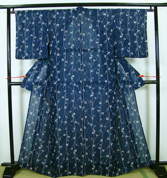 良品☆夏物 蔦花柄 絽小紋 ポリエステル☆3738 【公式通販】