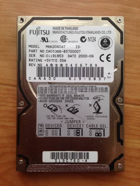 FUJITSU 2.5インチ IDE接続HDD 6GB/1853