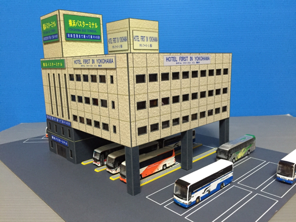 N-gauge バスコレ用 PDF・模型用道路天神の高速バスターミナル（1⁄150