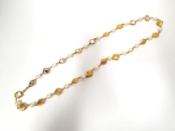 CHANEL シャネル ネックレス パール ストーン ゴールドGP