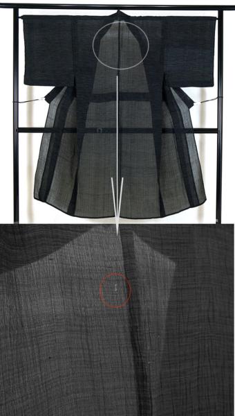 ≪9029≫　夏衣　Ｓ～Ｍ寸　小千谷ちぢみ　仕立て上り長着　訳有