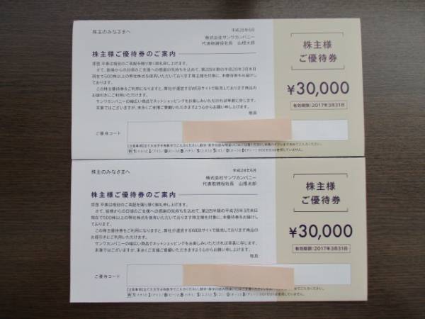 ★【最新】サンワカンパニー【株主優待券6万円分】2017.3.31★