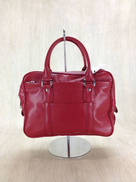 COMME des GARCONS◆ハンドバッグ/RED/フェイクレザー/無地/ダ…