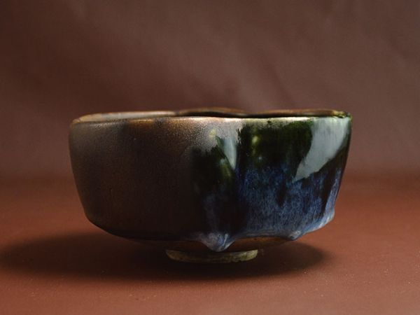 北大路 魯山人 造 織部 茶碗 蟹絵図 表千家 十二代惺斎 極 共