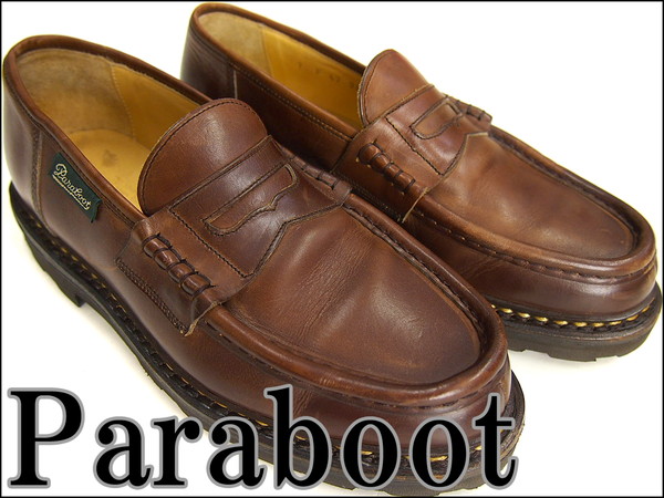 美品 Parabootパラブーツのランスレザーローファー7茶★S8268