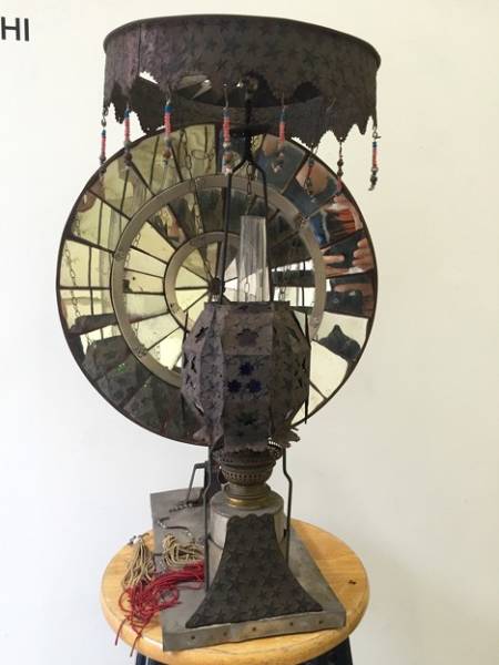 ★明治・大正期のからくりオイルランプ！！★色ガラス