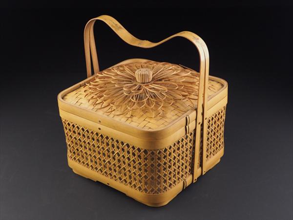 【夢工房】時代白竹編提梁提籃　WW8