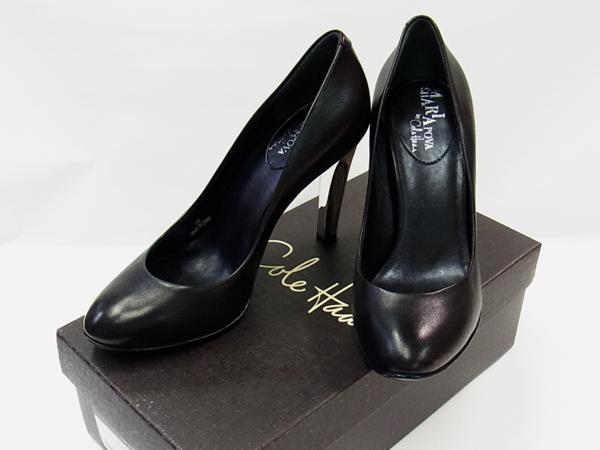 ★コールハーン★ハイヒールパンプス　黒×メタル　6B★USED