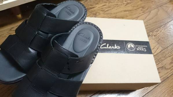 【美品】Clarks クラークス レザーサンダル 黒 26cm相当