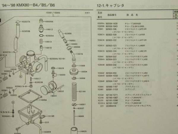連絡 整備に!!KSR-2パーツリストKMX80-B4～B6