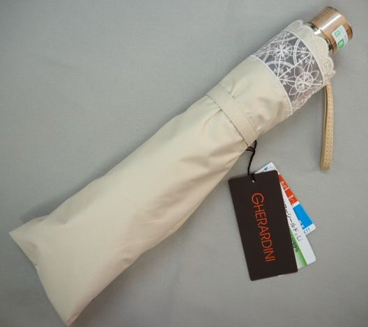 ゲラルディーニ 1級遮光 晴雨兼用 折りたたみ傘 日傘/ベージュ白