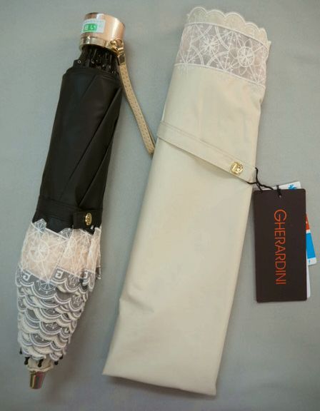 ゲラルディーニ 1級遮光 晴雨兼用 折りたたみ傘 日傘/ベージュ白