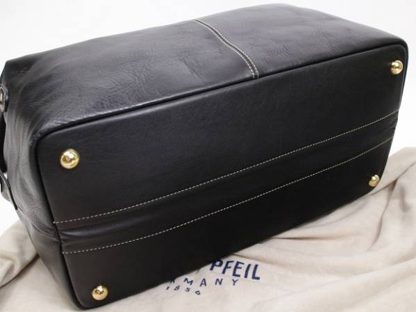 美品【ゴールドファイル本物】レザーボストンバッグ/スト付 ☆ブランド
